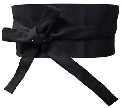 ZEALMAX - Cintura in stile giapponese Kimono unisex, vintage, decorativa, larga, nera 10 cm (25,4 cm)
