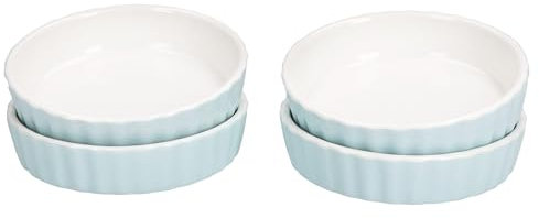 MamboCat 4er Set Schälchen Emilia hellblau I Ø 11,5cm I 140ml I runde Mini-Backform aus Porzellan | Auflaufform für Crème Brûlée, Soufflé, Tiramisu, UVM.