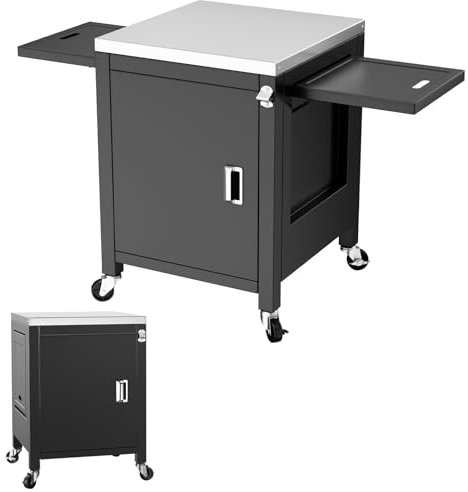 GFTIEM Grillwagen 140x65x89cm Outdoor Küchenwagen, Tragbarer Servierwagen mit 2 Klappbarer Beistelltisch, Grilltisch für Onni Pizzaöfen, außenküche für Ninja Woodfire und Weber Q Serie, outdoorküche