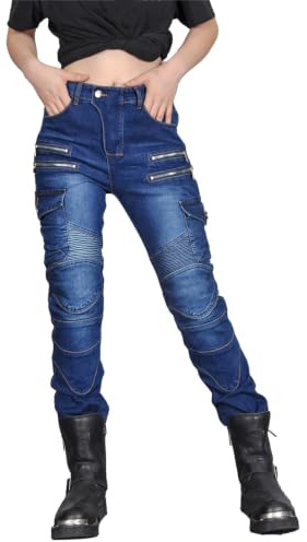 Pantalón Moto Mujer, Vaqueros Moto Stretch, Estilo Urbano Cómodo
