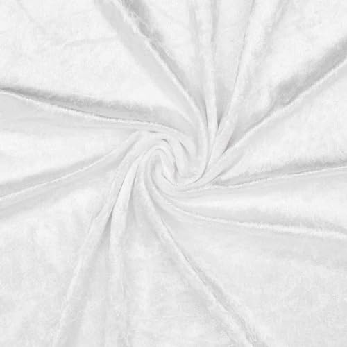 VmG-Store Tissu velours de satin 2m x 145cm pour la couture PAS AU MÈTRE velours brillant extensible pour rideaux, costumes, vêtements, nappe, décoration (002 Blanc)