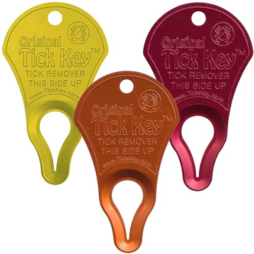 High Visibility Bundle - The Original Tick Key - Tick Detaching Device - Portable, Safe and Highly Effective Tick Detaching Tool (Yellow, Orange & Red)