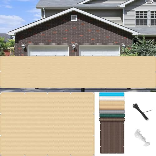 Pantalla Privacidad Balcón 40 x 320 cm Transpirable Protección UV Pantalla para Balcón, Protección Solar con Cuerda Protección Privacidad para Balcón Fácil de Instalar, para terraza, Amarillo Arena