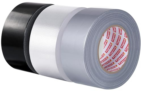 Fyguard 3 Pack Duct Tape 1.89In × 132Yd Total Heavy Duty Waterproof Tape, 8.26Mil All-Weather Adhesive Repair Duct Tape for Indoor Outdoor Repair Fixation Reinforcement Sealing(Black Silver White)