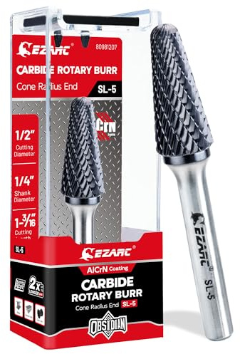 EZARC AlCrN Hartmetall-Rotationsfräser (Pro), SL-5 Doppelschnitt Frässtift 1/4-Zoll- Schaft für Metallbearbeitung, 2X Lebensdauer