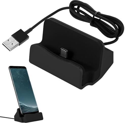 1 Pcs Base De Carga,Estación De Carga con Cable De 1 M, Estación De Negra Tipo C, De Tipo C con Cable para Smartphones Android,Rápida Y Transferencia De Datos.