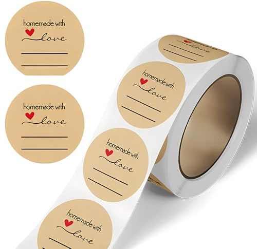 Quesuc 500Pz 2.5Cm Adesive, Etichette Adesivi Grazie Di Cuore Rotonde Kraft, Stickers Thank You Italiano, Adesivi Chiudipacco Per Buste Rigraziamento Bomboniere
