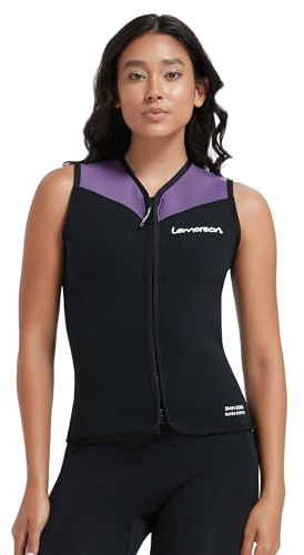 Lemorecn Combinaison de plongée pour femme, veste de plongée sans manches en néoprène de 3 mm, avec fermeture éclair sur le devant, pour sports nautiques (UK2097-PURPLE-8)