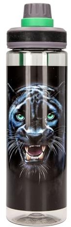 Depesche 13931 Adventure World Panther - Gourde Transparente en Noir et Vert, avec Impression de panthère, Bouchon pour Boire et poignée, capacité d'environ 700 ML