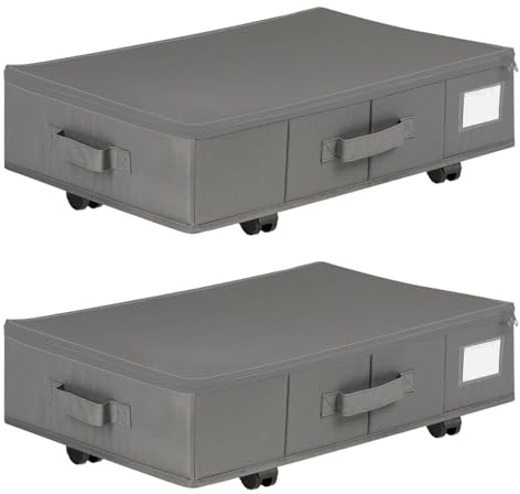 hocadon 2 Piezas Almacenamiento para Debajo de la Cama con Ruedas Bolsas Almacenaje Ropa Con Mango Caja Almacenaje Ropa para Debajo de la Cama 60x40x18,5cm