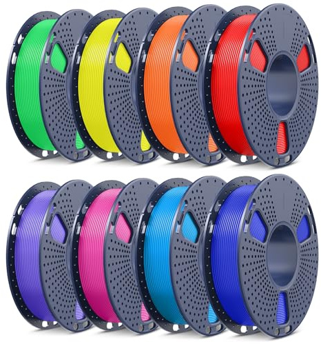 SUNLU Lot de 8 filaments PLA+ 250 g - Filament PLA PLUS robuste pour imprimante 3D - 250 g par bobine - 8 rouleaux - Rouge + orange soleil + jaune + vert + cyan + bleu petit + violet lavande + magenta