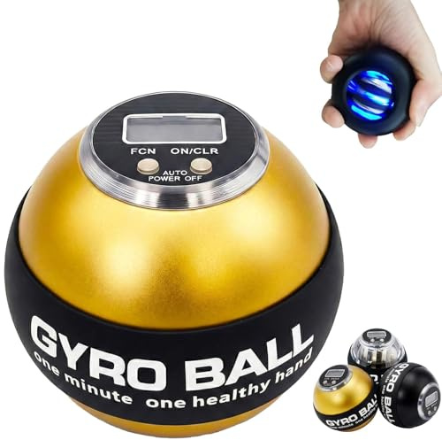 Torque Ball Hand Exerciser with Counter, 2026 Upgraded Metal Wrist Power Gyro Ball, Forearm Strengthener for Grip Strength, Gyroscopic Ball for Athletes, Gamers, Office Stress Relief (Gold)