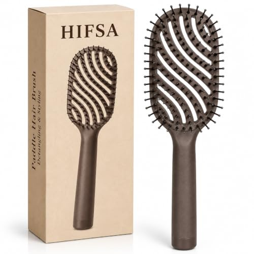 Paddle Hair Brush Women Professional Hairbrush Easy Grip Handle Hair Comb Straightening & Detangle Brush For Wet Dry Long Thick Thin Curly Natural Hair Salon Supplies (Brown Hair Brush)