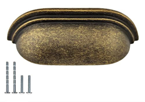 Set of 6 Long Pull Cup Handles for Kitchen Drawers & Cabinets – Antique Brass, Pewter, Chrome or Brushed Brass – Elegant, Durable, Easy to Install – 64mm Between Fixings