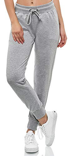 Smith & Solo Women's Jogging Bottoms - Sports Trousers Women Cotton | Sweatpants Slim Fit Casual Trousers Long | Training Trousers Fitness High Waist - Jogger Running Trousers Modern - Grey - X-Large
