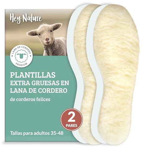 Hey Nature 2 Pairs Warm Lambswool Insoles for Men & Women - Natural Foot Warmers, Thermal Boot Liners for Wellies - Not Sheepskin, Heated Wool Insoles