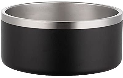 Gteller 32oz 64oz Stainless Steel Double wall Dog Bowls,BPA Free Non-Slip Pet Dishes,Cat Food&Water Bowl with Rubber Base(32oz, Black)