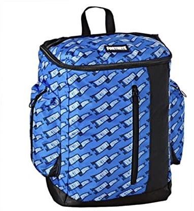Schulrucksack Autdoor kompatibel mit Fortnite Victory Royale Schwarz Blau + Gratis 7 löschbare Stifte mit Schlüsselanhänger Spiel Würfel, blau
