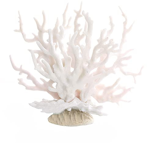 Hapihom Piante Artificiali per Acquario, Ornamento in Silicone Simulato, Corallo Artificiale, Albero Marino per Acquario, Decorazione per Paesaggistica del Serbatoio di Pesci, bianco