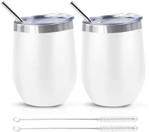 Vinmugg rostfritt stål 2 stycken, 30 ml dubbelväggig vinmugg med lock