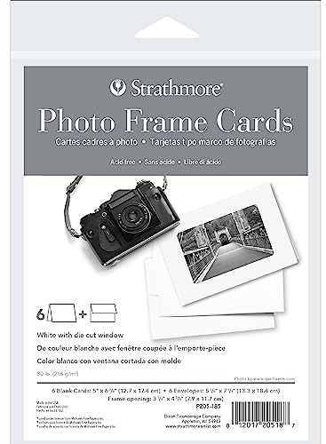 Strathmore Photo Frame Cards, White, 5x6.875 inches, 6 Pack, Envelopes Included - Custom Greeting Cards for Weddings, Events, Birthdays