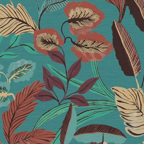 Sublime Paradise Art Floral Blue Wallpaper | Paste The Wall Application | White Floral | 10M Roll