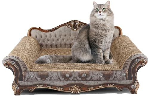 COOZMENT Sofa Shaped Scratching Couch,Thick Scratching Cardboard, Lounge Bed for Indoor Rest&Play, Sofa Scratcher Pad (23 L X 12.2 W X 10.6 H)