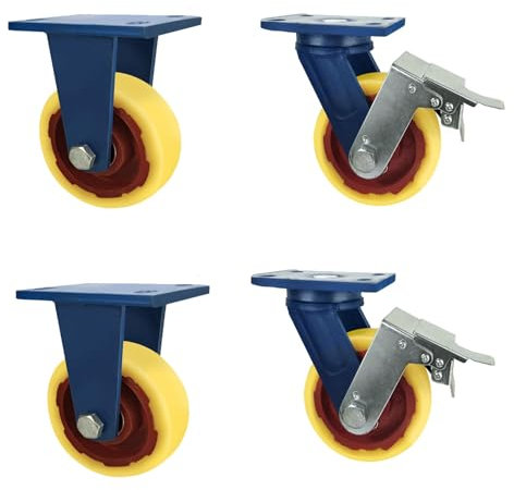 Transportrollen, 4 Lenkrollen Mit Bremse, Doppelt Kugelgelagerte Transportrollen Lenkbar, Transportrollen Mit Bremse Strandkorbrollen Möbelrollen für Möbel, Trolley, Tisch (Size : 6in(2non-steerable