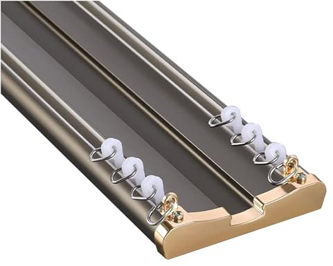GXQFC Heavy Duty Curtain Conjoined Double Track, Aluminium Ceiling Mount Curtain Rails 1m-5m for Living Room Bathroom Bedroom Room Divider Ceiling Track Set(Size:1M,Color:Dark Gray)