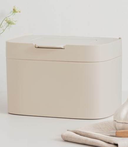 KAZAI. Cubo de Basura Cocina 'Elin' | Cubo Basura Orgánica Pequeño 4,5L con Tapa y Filtro de Carbón | Compostador Cocina Orgánico, Contenedor de Compost para Encimera | Taupe