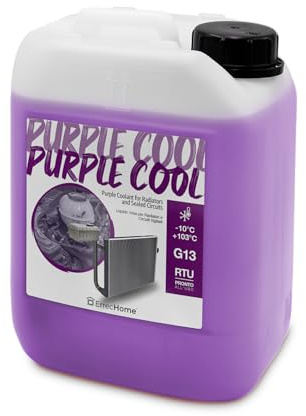 ErrecHome Purple Cool, Fluido para radiadores Morado -10°C/+103°C, anticongelante G13 con paquete de aditivos de glicerina, Listo para usar, 5 Litros