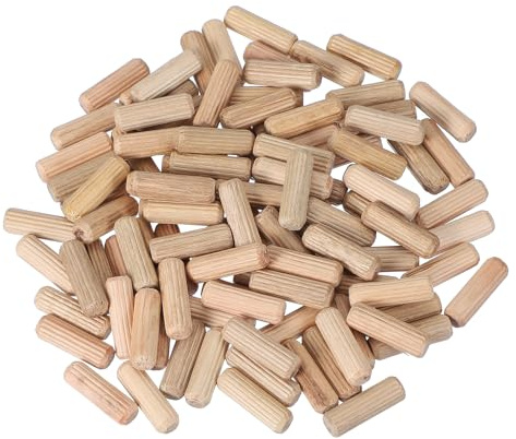PATIKIL Träpluggar stift 8 mm x 25 mm (5/16 tum x 1 tum) rak plugg stavar trä räfflade pluggar för hantverk möbler gör-det-själv träantal 120