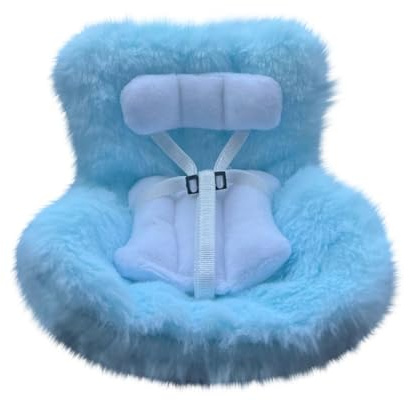 Car Seat for Labubu Dolls, Cute Cozy Seat with Soft Furry Cushion, Stylish Air Vent Clip & Desktop Stand for Labubu Fans, Doll Collectors, Kids, Functional Car Ornament, Car Interior Decor (Blue)