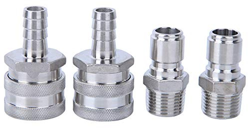 Connecteur Rapide en Acier Inoxydable 304 G1 / 2 Pouce, 4 Pièces, Raccord Fileté Mâle - Antirouille Durable, Installation Facile, Accessoire Idéal pour Brassage Bière Maison