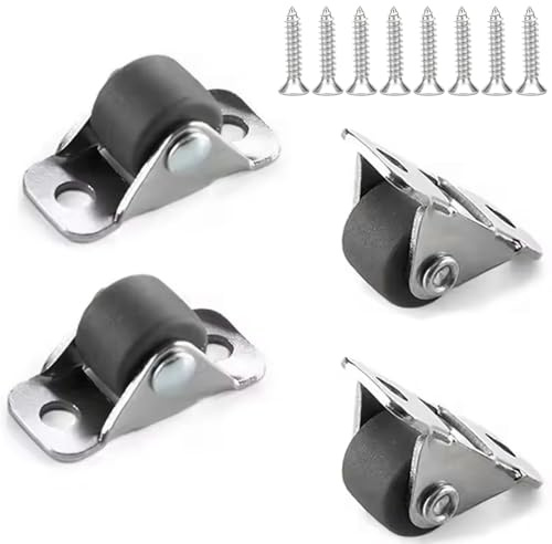 Ruote piccole, ruote girevoli fisse da 4 pezzi, rotelle per piccoli mobili, montaggio laterale, rotelle di trasporto silenziose con viti per mini mobili, carrello della spesa, rullo