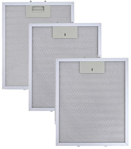 Juego de 3 filtros metálicos antigrasa for campanas extractoras Rangemaster Ter, 300 x 250 mm, filtro plateado, resistente a la grasa