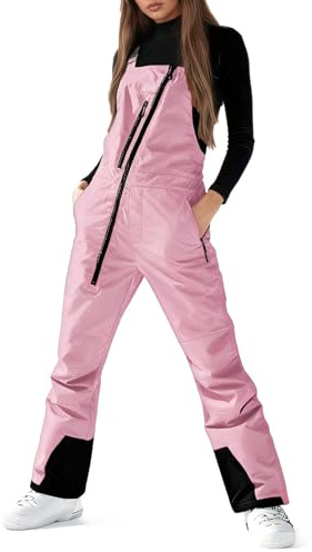 Pantalon Nieve Mujer - Pantalones De Exterior Impermeable Pantalon Esqui Mujer Pantalones Nieve Termico Cálidos con Multibolsillos Ropa Ski Mujeres Ajustable Exterior Pantalón Rosa S