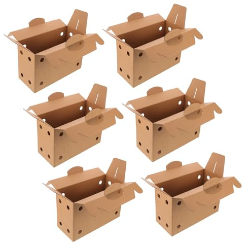 VILLCASE Small Animal Transport Box 6Pcs with Breathable Paper and Reinforced Handle for Rabbits and Birds 12.2X8X5.1' Shipping Carrier for Travel and Business Gifting