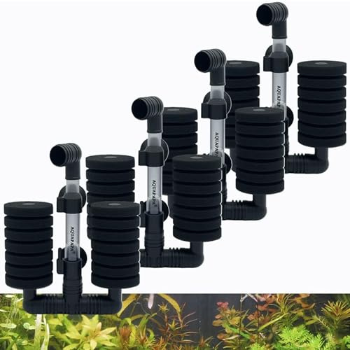 Aquapapa 4X Dual Bio Sponge Filter for Betta Fry Aquarium Fish Tank Up to 30 Gallon Each (Dual Sponge Filters 4-Pack)