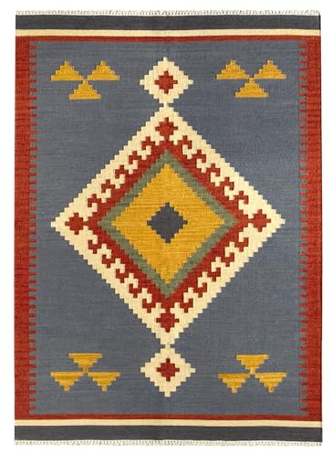 HAMID - Tappeto di Design Orientale Kilim Lori, Tappeti di Lana, Kilim Tessuti a Mano, Tappeti per Sala da Pranzo, Camera da Letto, Soggiorno, Corridoio, Salotto (D.1, 300x200 cm)