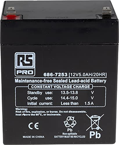 RS PRO Lead Battery 12 V / 5 Ah, Faston F1 Connection, 90 x 70 x 101 mm