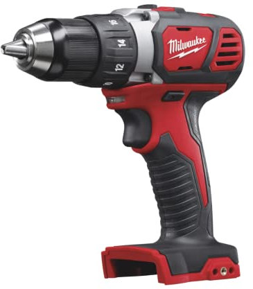 Milwaukee M18 Li-Ion Cordless Compact Electric Drill Driver — Tool Only, 1/2in. Keyless Chuck, 500 in./Lbs. Torque, 1800 RPM