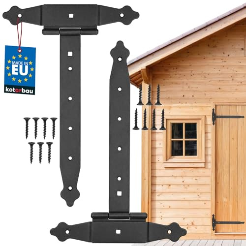 KOTARBAU® Set di 2 ganci a croce da 300 mm, con cerniera a T, rivestimento in polvere