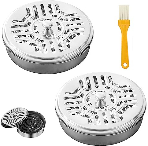 Supporto a spirale per zanzare,2 pezzi in acciaio inox,per polveri di zanzare,scatola a spirale con coperchio del manico,supporto a spirali di incenso,contenitore a spirale per zanzare