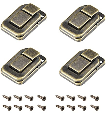METALLIXITY Växla fångstlås (48 mm x 32 mm) 4 st järnknäppstängning – för skåp, lådor, resväska, bronseton
