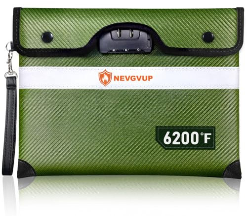 Feuerfeste Geldtasche mit Schloss, feuerfeste Tasche mit Reißverschluss/reflektierendem Streifen, 9 Schichten wärmeisolierter Materialien, wasserabweisend, feuerfest, Geldtasche für Bargeld,