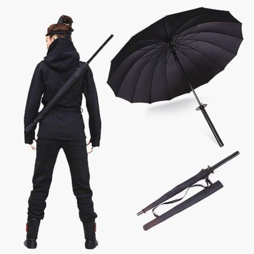 WPOZD Samurai Umbrella Semi-automatic Samurai umbrella is a creative gift for wind and rain protection outdoors (24 bone)