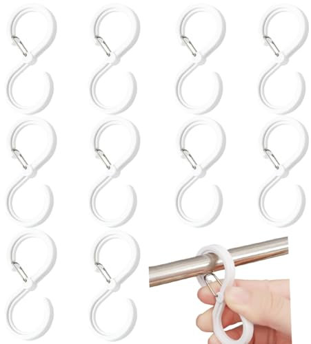QEDBOJE 10 pièces Crochet en S Plastique, Anti-Drop en S, Crochet de Suspension Multifonction avec Boucle de Sécurité, pour Chambre Cuisine Salle de Bain Bureau