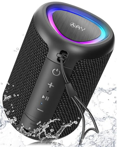 AY Altavoz Bluetooth Portátil con Luces, Impermeable IPX5, Parlante Estéreo, Entrada AUX&TF-Card, Autonomía de 24H, Altavoz Inalámbrico Bluetooth 5.3 Compacto para Camping,Viajes, Aire Libre
