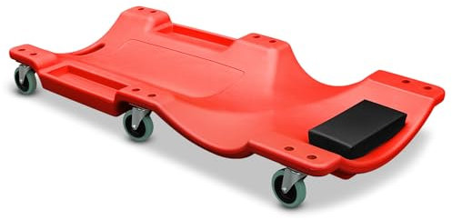 Auto Dynasty Enredadera mecánica de 40 pulgadas, para reparación de garaje automotriz, perfil bajo, con reposacabezas acolchado, plástico, rojo